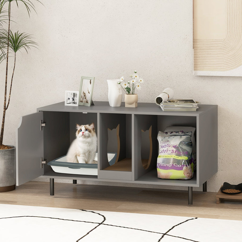 40 Inch Cat Litter Box Enclosure for 2 Cats Hidden Cat Washroom-Gray