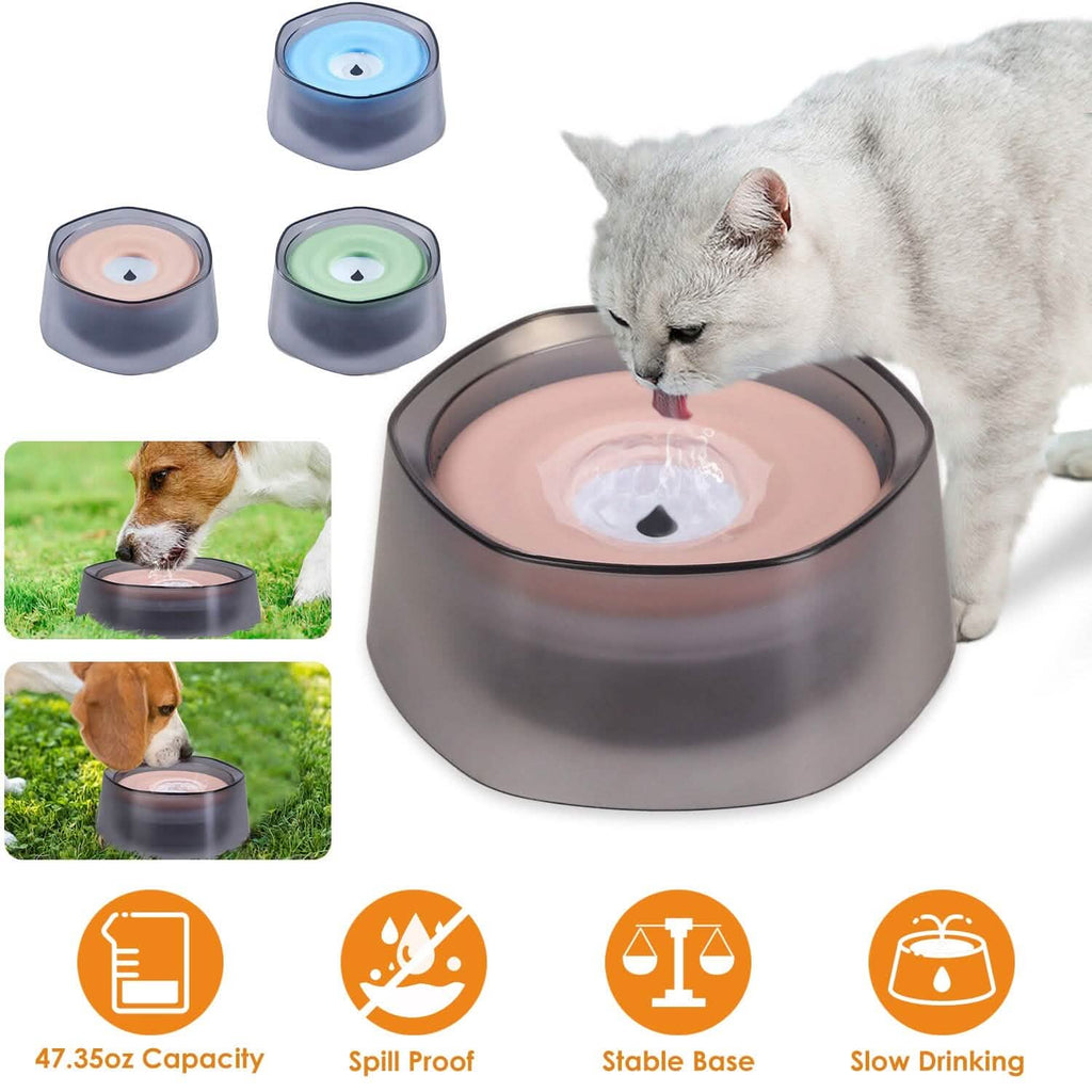 No Spill Dog Cat Water Bowl, Slow Water Feeder