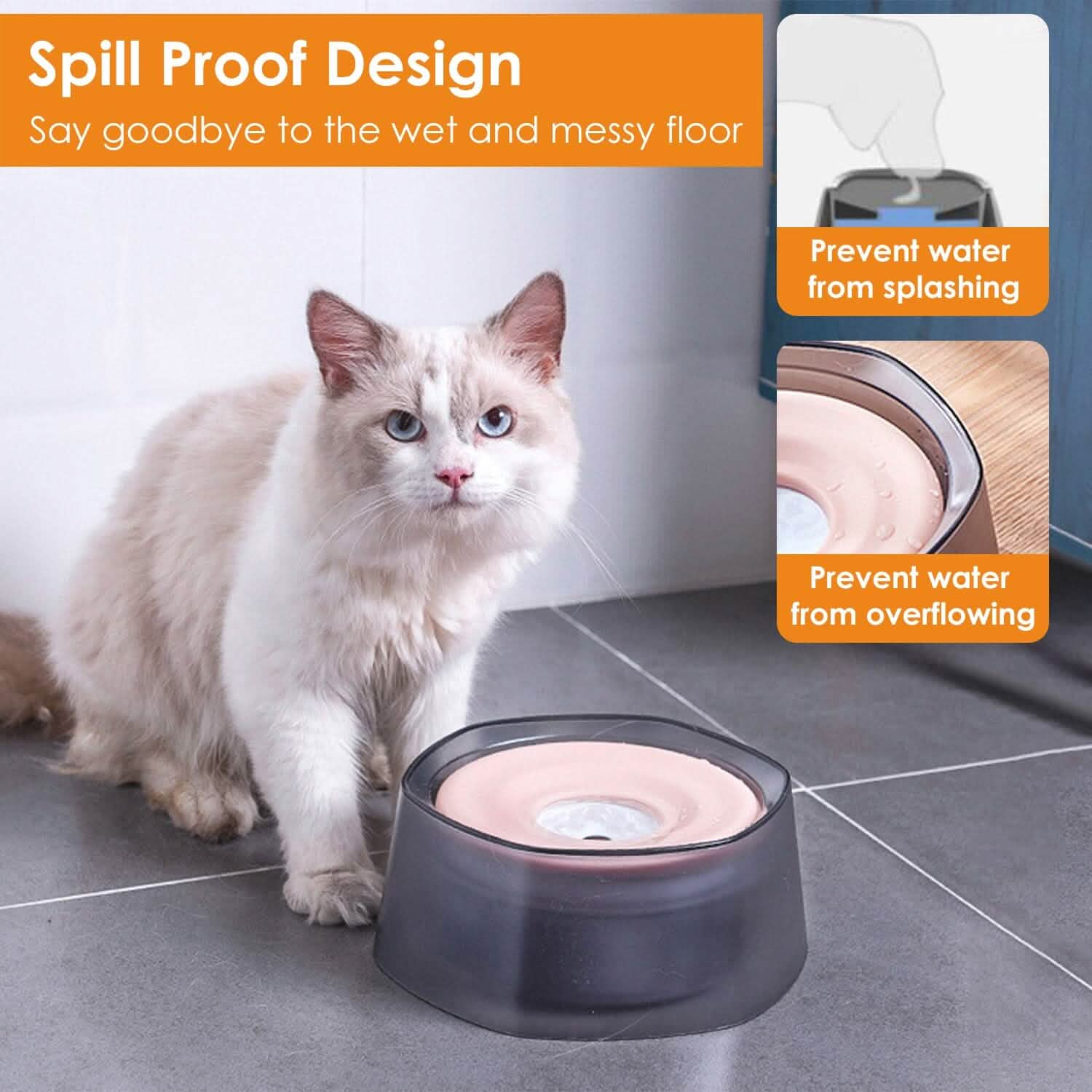 No Spill Dog Cat Water Bowl, Slow Water Feeder