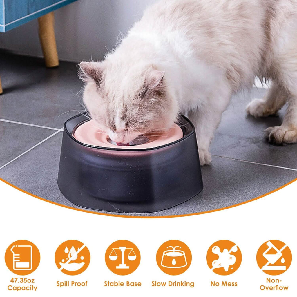 No Spill Dog Cat Water Bowl, Slow Water Feeder