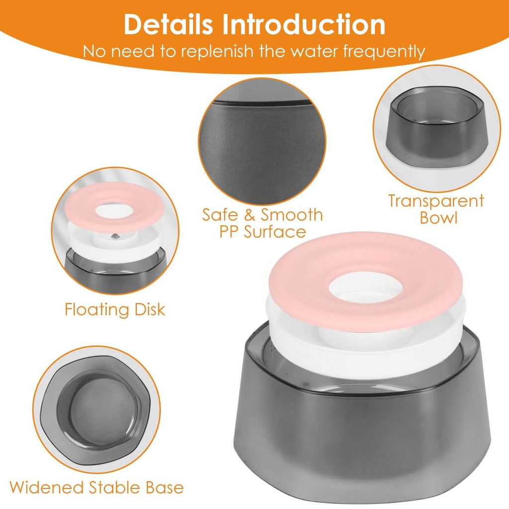 No Spill Dog Cat Water Bowl, Slow Water Feeder